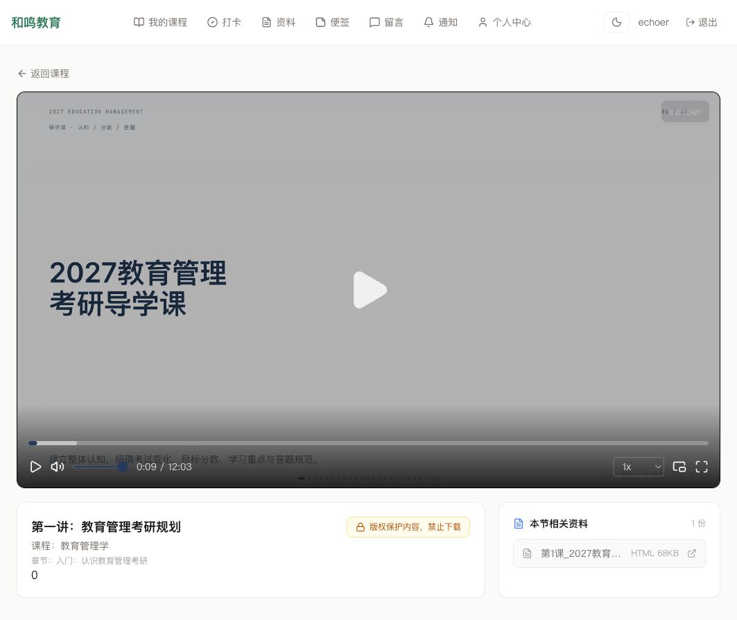 视频课时页面